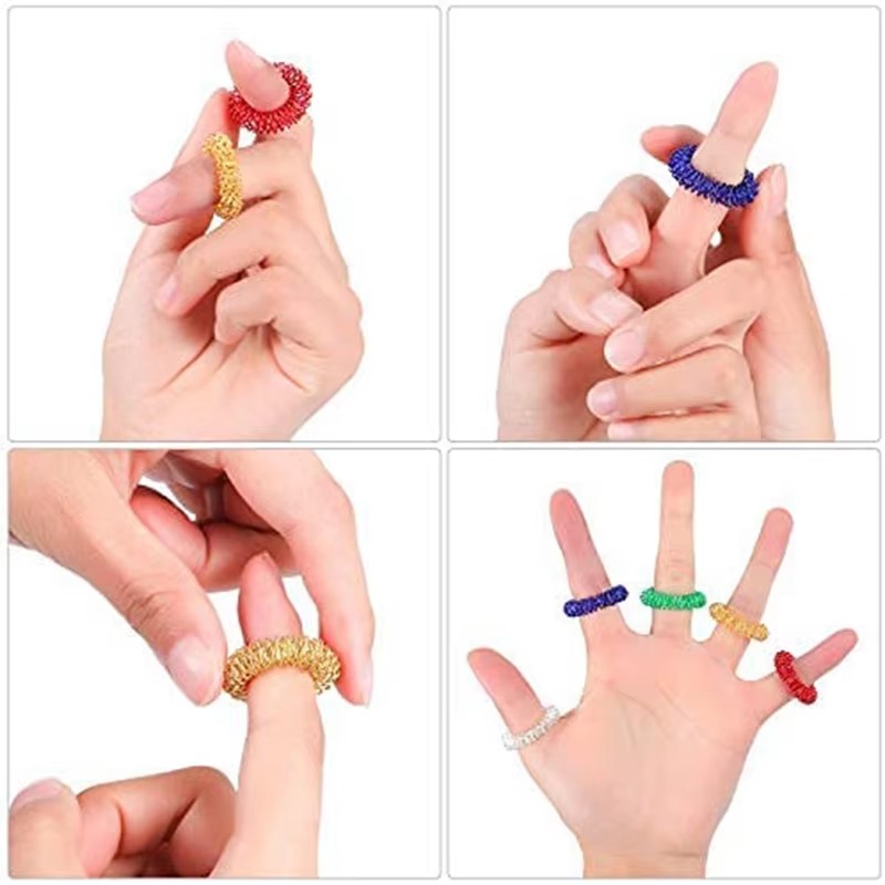 5-15 stuks Acupunt Massage Ring Tip Sensation Ring Set Tiener Volwassen Stress Verlichtende Massager Drukverlichter