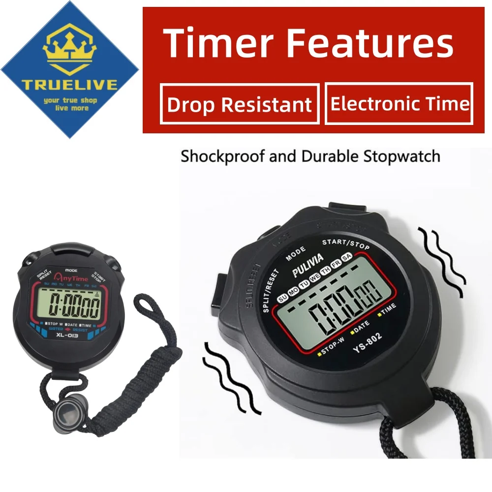 5/3/1PCS Stopwatch Counter Handheld Sport Stopwatch Waterproof Digitale Display LCD Chronometer Count Timer Fitness Timer