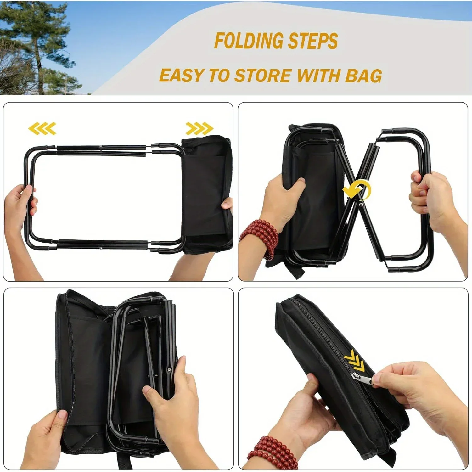 Taburete plegable portátil, taburete plegable de mano para acampar, taburete plegable especial para acampar y pescar al aire libre