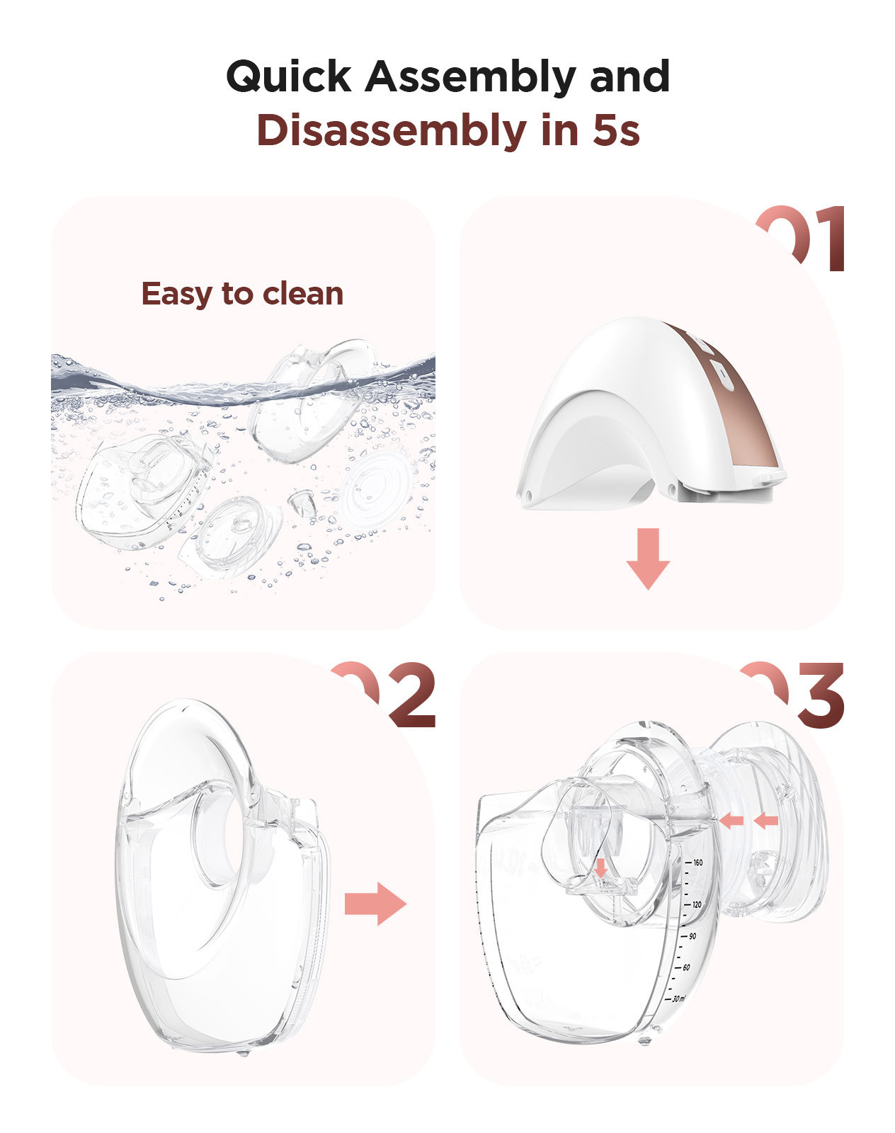 Extractor de leche eléctrico manos libres: extractor de leche ligero con sin BPA, a prueba de fugas, 3 modos y 12 niveles, brida de 17/19/21/24 mm