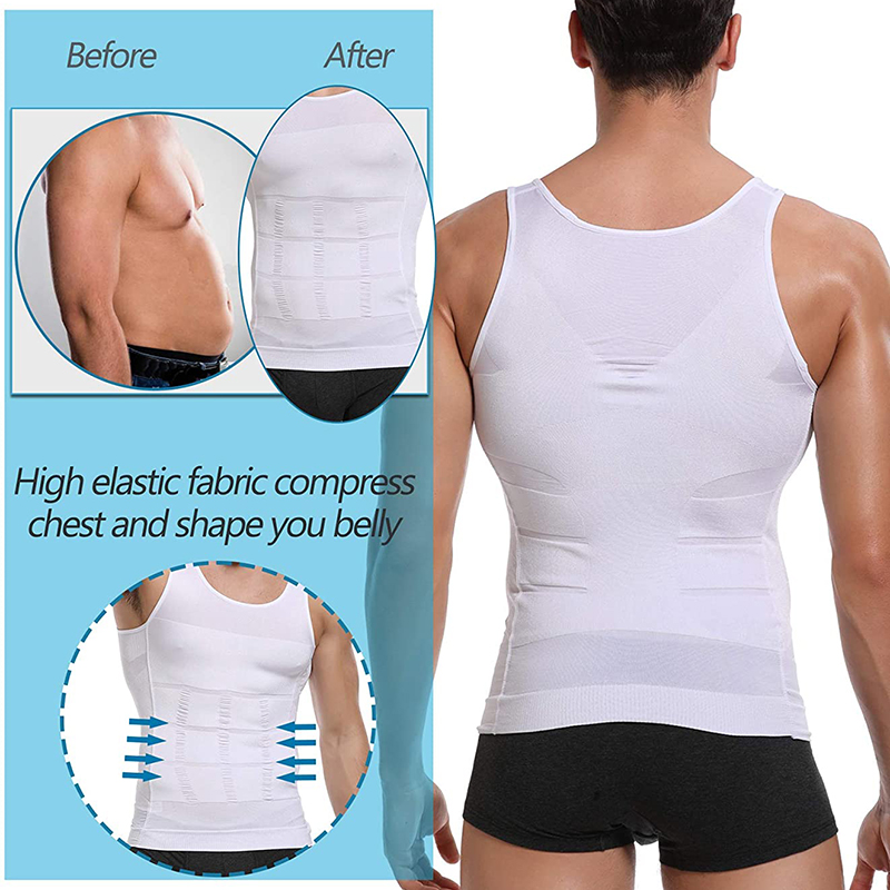 Chaleco moldeador de cuerpo adelgazante para hombre, camisa Abs para Abdomen, entrenamiento de gimnasio delgado, Control de barriga, camiseta sin mangas de compresión, ropa moldeadora sin mangas