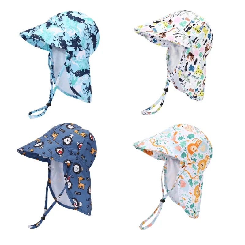 Neue Panama Sommer Baby Eimer Hut für Jungen Mädchen Cartoon Atmungsaktive Mesh kinder Strand Schal Sonnenhut Kinder UV Schutz kappe
