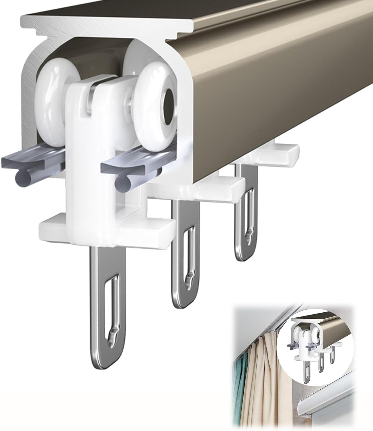 De techo flexible para cortinas y divisores de habitación, montaje en techo o pared, sistema de barra de cortina ajustable