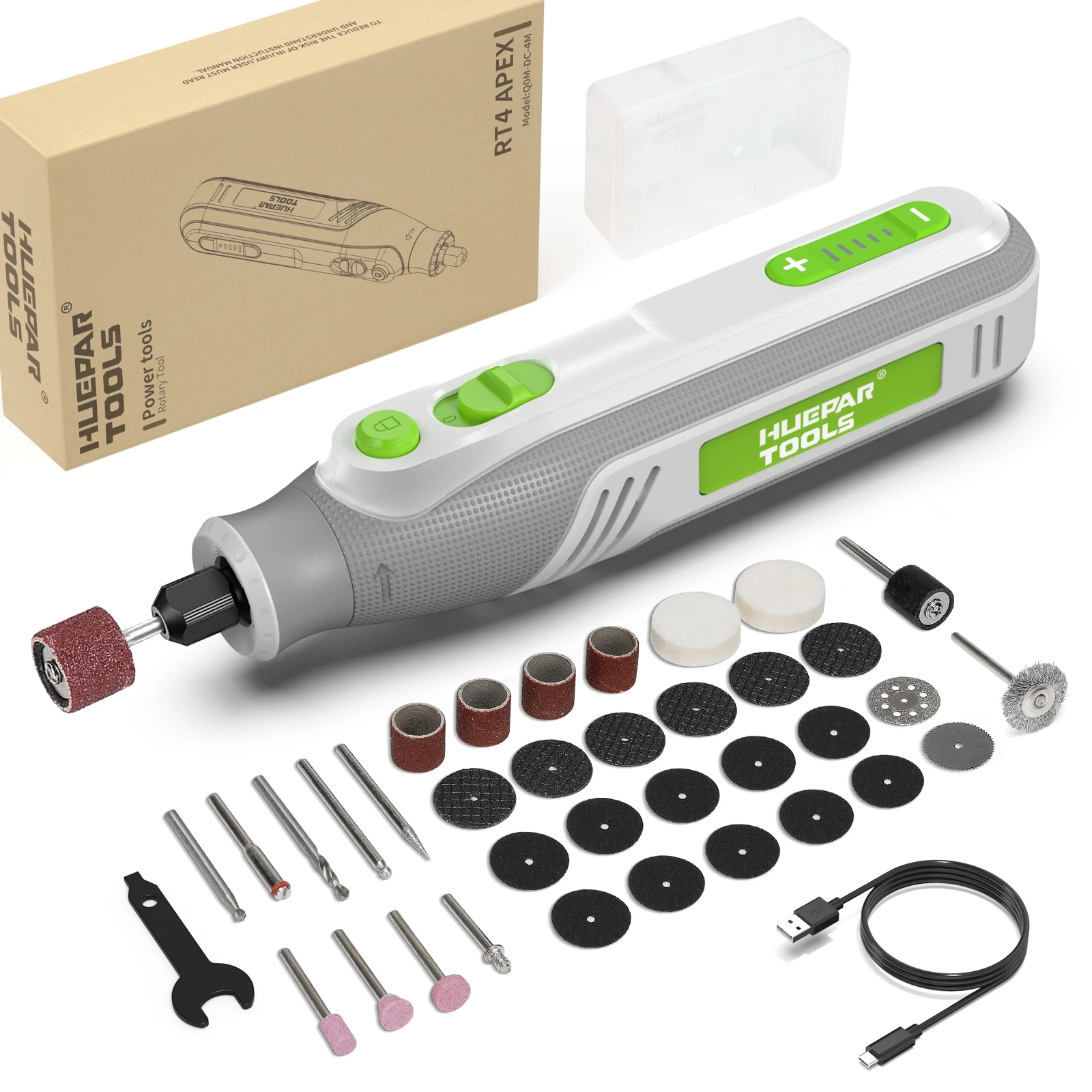 Huepar Tools 4V Electric Grinder 36pcs Mini Grinding Engraving Cordless Variable Speed Lithium Battery Power Tools 25000rpm