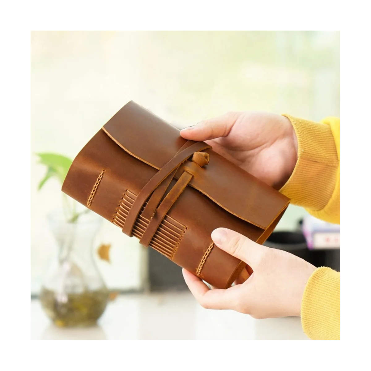 Handmade Leather Journal - 100X155Mm Leather Bound Daily Writing Notebook & Journals To Write in for Travel/Diary