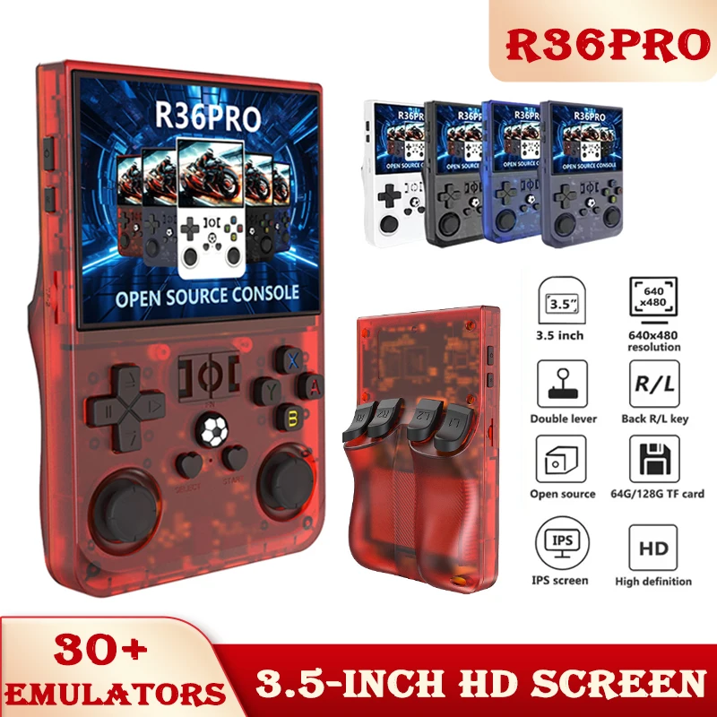 R36PRO Retro przenośna konsola do gier wideo System Linux 3,5-calowy ekran IPS R36s Pro Przenośny kieszonkowy odtwarzacz wideo 128 GB Gry Prezent