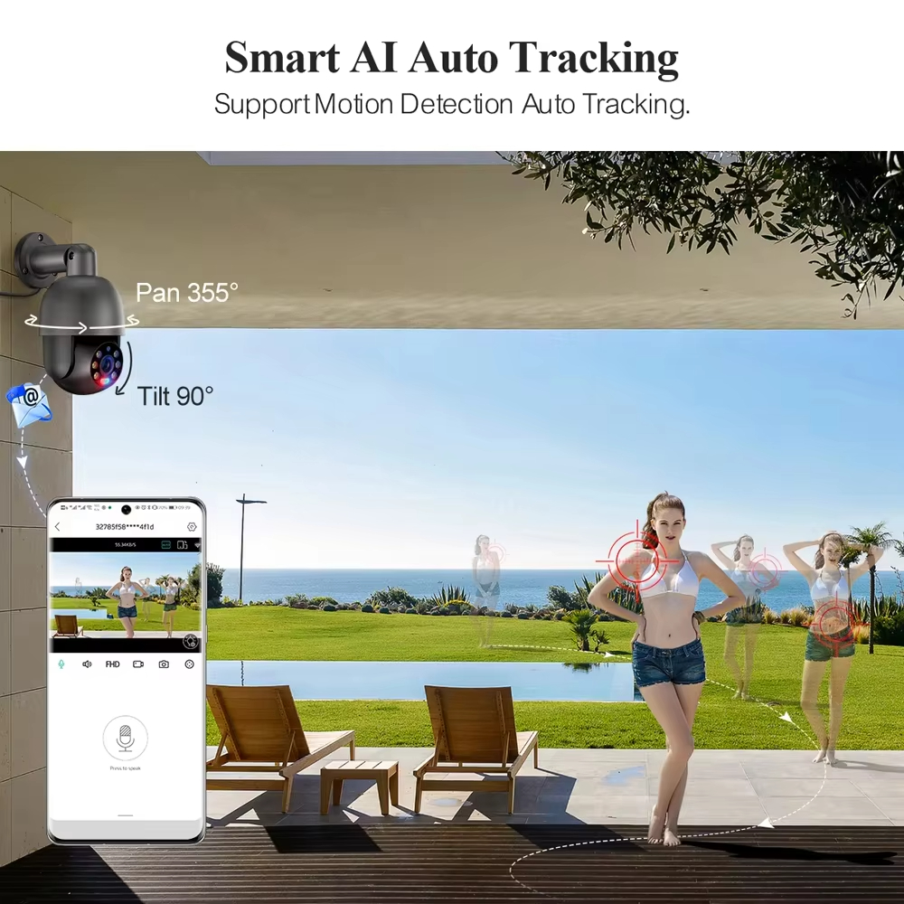 Techage 5MP/8MP 4K PTZ Бе eovaniсность POE Сееееƒра releра наблюде przра 4K soltра vstж eusнтроля Ai