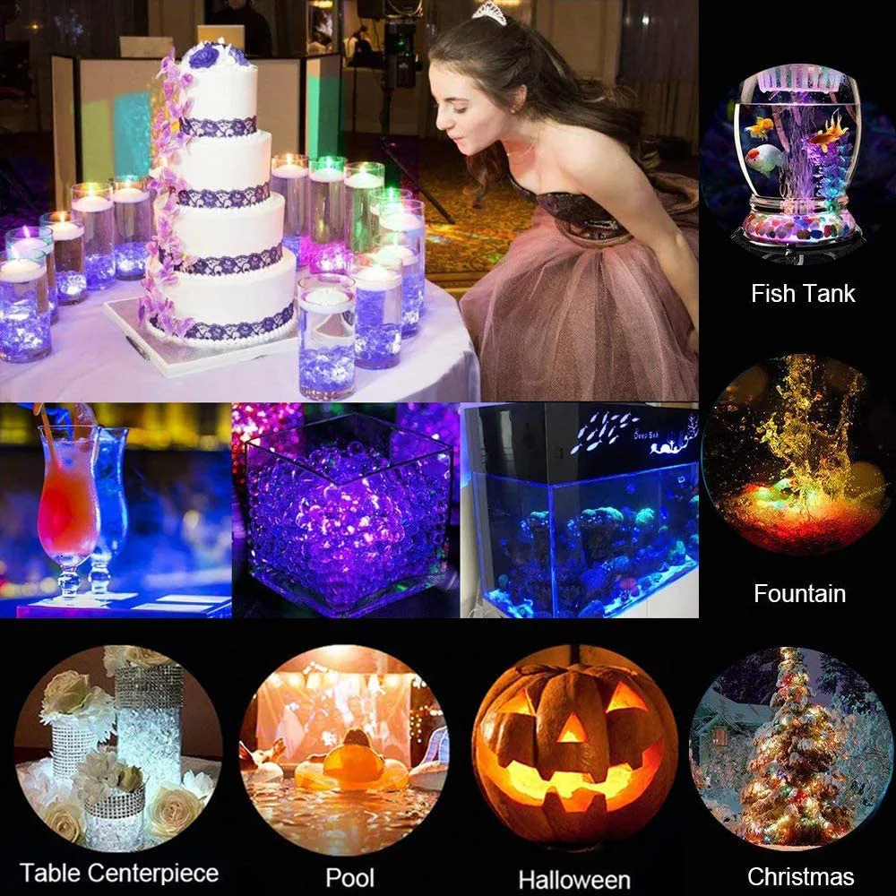 Mini luces LED sumergibles con control remoto, luz subacuática pequeña para té, alimentada por batería para fiestas, eventos, jarrón, pecera