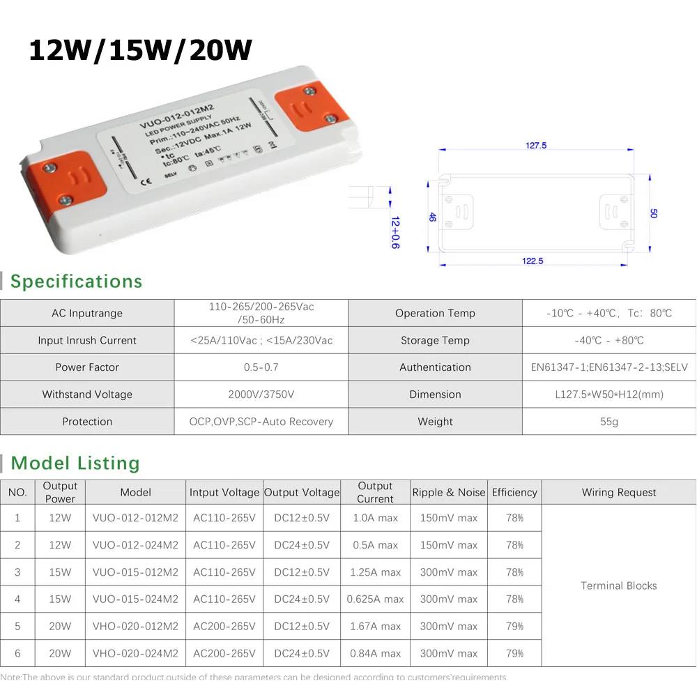 6W 12W 15W 20W 30W 50W 60W Ultra Thin LED Driver 110V 220V to DC12V 24V Power Supply LED Transformer Adapter for LED Strip Lamp