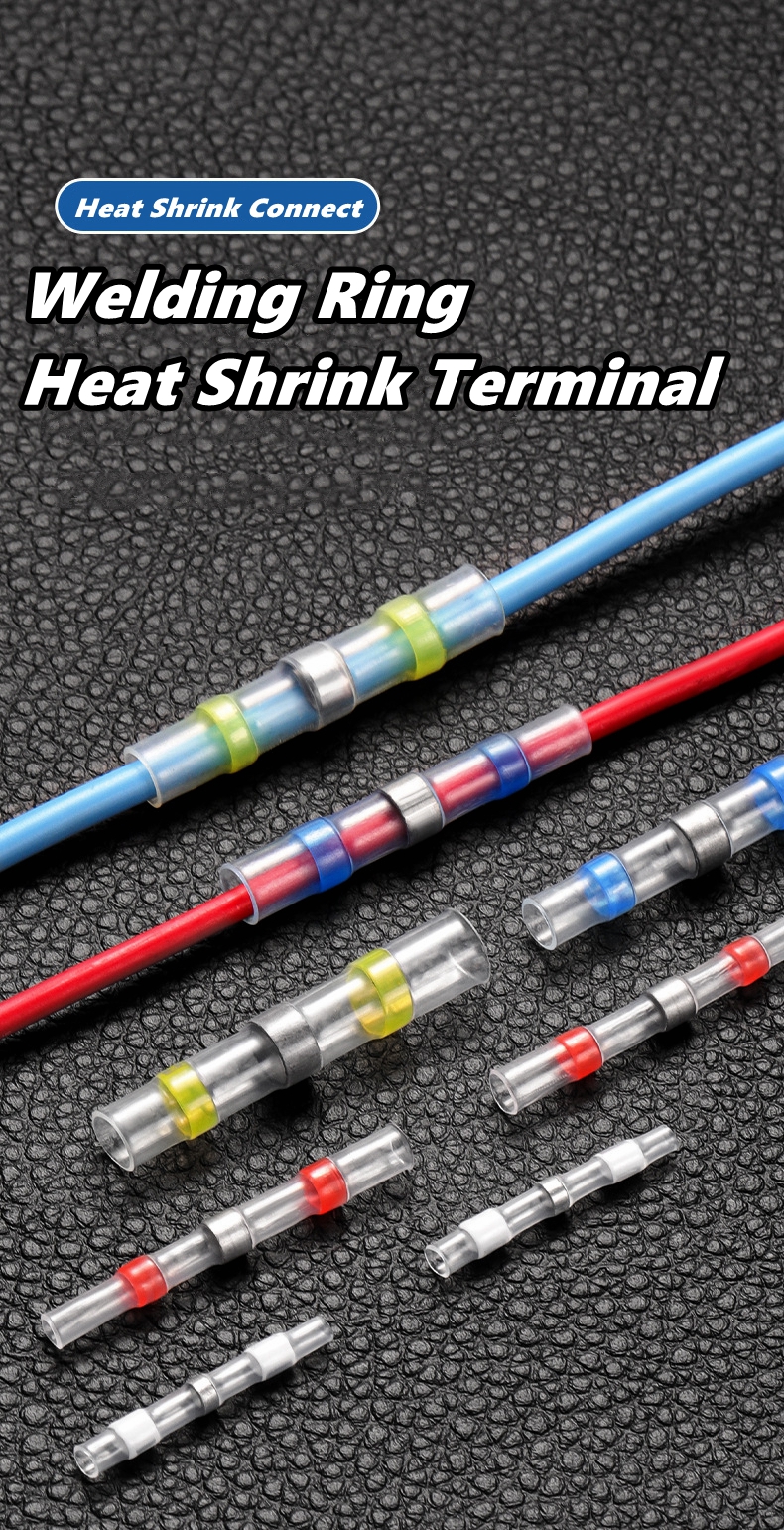 10/50/100 PCS Solder Seal Wire Butt Connectors Welding Ring Heat Shrink Terminal,Waterproof Insulated Electrical Wire Terminals