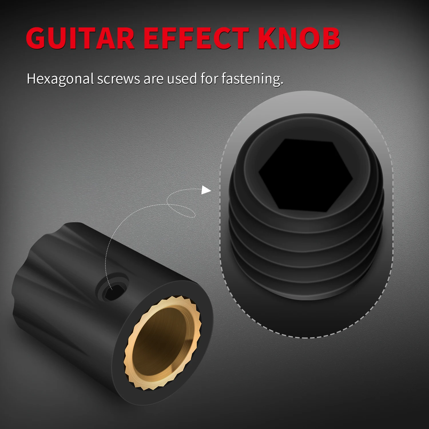 DaierTek 10 Stück Black Davies 1900h Clone Gitarreneffektpedalknopf 1/4 Schaftstellschraube für Verstärkerverstärker Boss Lautstärkeregler