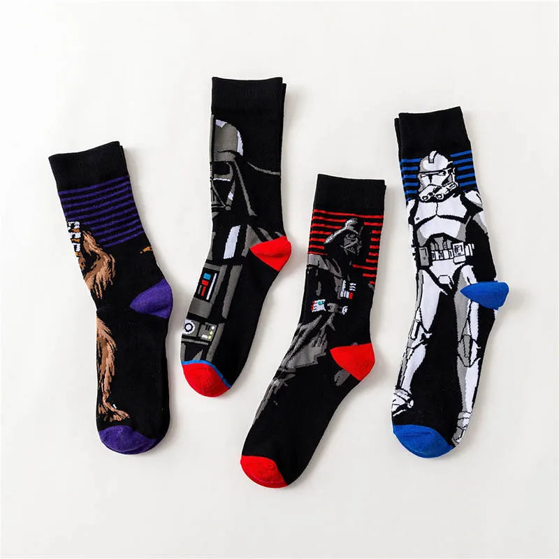 1 par Otoño Invierno Skateboard película hombres calcetines maestro Yoda R2-D2 Cosplay calcetines Wookiee Caballero Jedi novedad calcetines de mujer 37-45