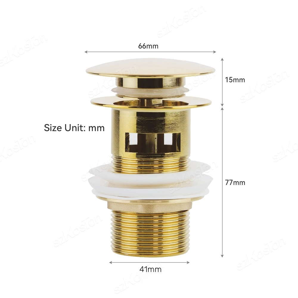 Gold Pop Up ปุ่มท่อระบายน้ําห้องน้ําอ่างล้างจานปลั๊ก Drainer Siphon ขยะอ่างล้างหน้าก๊อกน้ําอุปกรณ์เสริมอ่างล้างหน้าท่อสีดํา