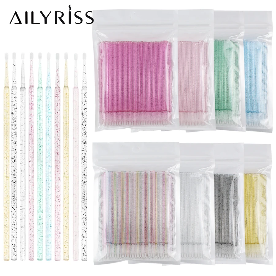 Cepillos desechables para pestañas, hisopo, 100 Uds., microcepillos, herramientas de extensión de pestañas, aplicadores de herramientas individuales para quitar pestañas