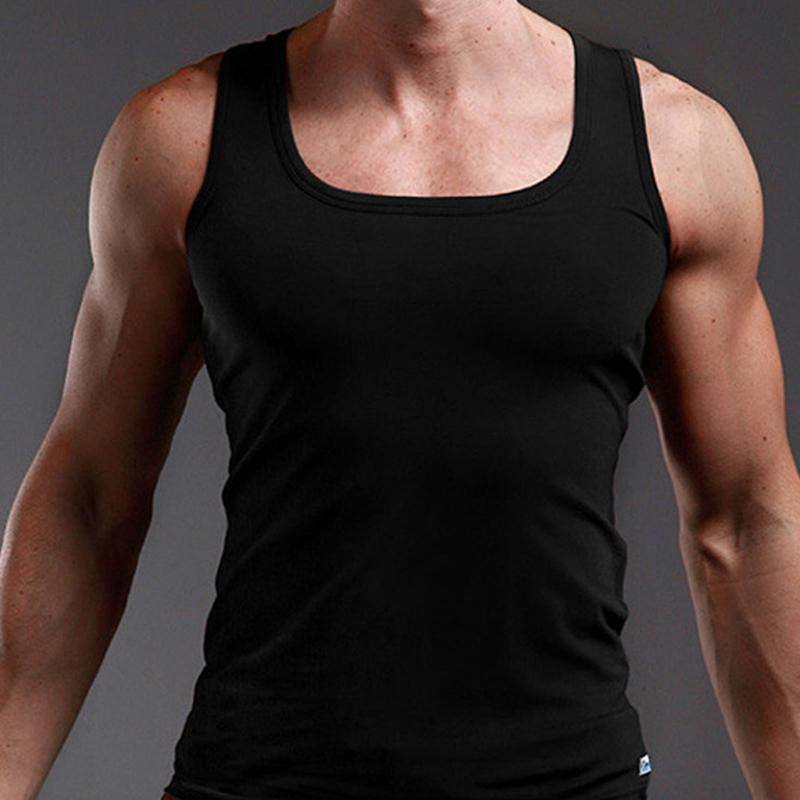 100% Bawełna Męski T-shirt Oversize Bez rękawów Tank Top Solid Color Fitness Mężczyźni Kamizelki Mięśniowe Kulturystyka T Shirt Dla Mężczyzn Tees