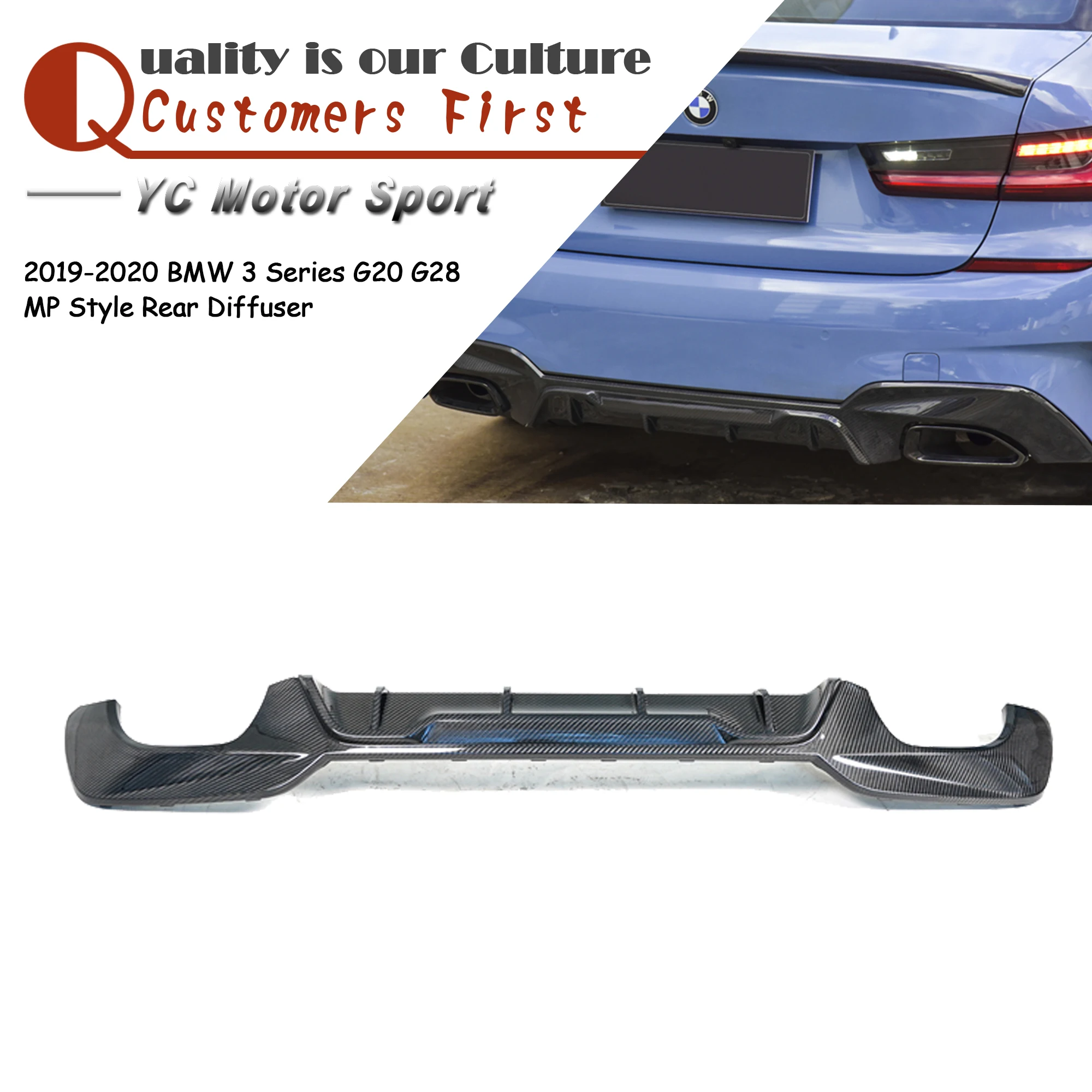 Aksesoris mobil DCF serat karbon kering gaya M-P Diffuser belakang cocok untuk 2019-2020 3 seri G20 G28 MP gaya Diffuser belakang
