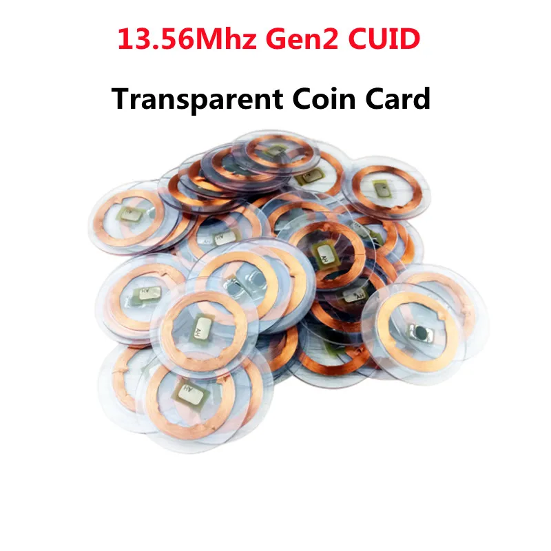 GEN2 CUID Android App MCT bloque modificado 0 UID cambiable regrabable 25mm bobina de cobre tarjeta de moneda transparente NFC 13,56 MHZ 1K S50