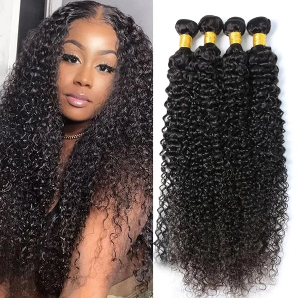 Jerry Culry Pacotes de cabelo humano para mulheres, brasileiro Kinky Curly, extensões de cabelo natural, molhado e ondulado, 1 PC, 3 PCs, 4 PCs