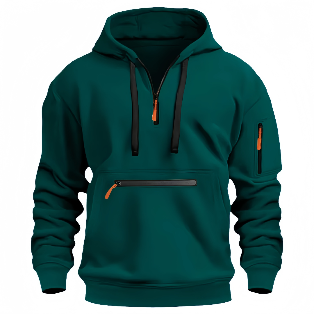 Sweat à capuche avec fermeture éclair pour hommes, mode décontractée, tous les jours, avec sports de plein air, chaud, cordon de serrage, hauts à manches longues, automne et hiver