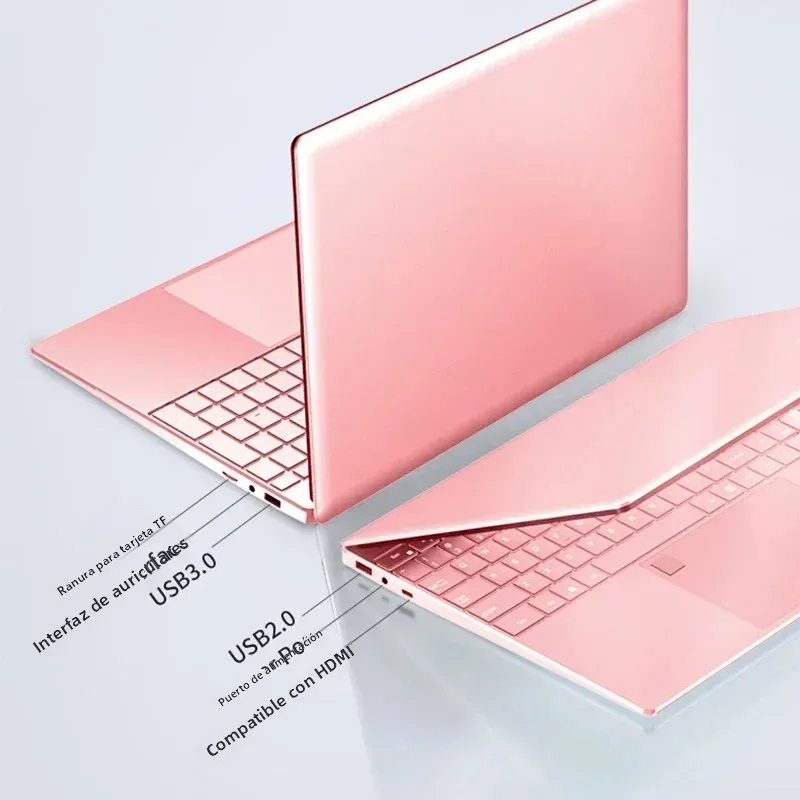 Windows 11 Pro 11.a generación Celeron N5095 Laptop Max 32GB RAM 2TB SSD WiFi dual (2,4G/5.0G) Bluetooth y un teclado rosa elegante