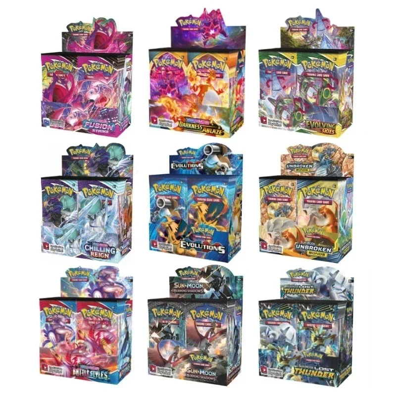 324/360 pçs pokemon cartões baralho caixa evoluteções obsioian flamas inglês festa jogo cartão conjunto cartão de negociação cartões de reforço álbum brinquedos