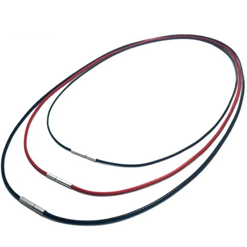 Schwarz Echtes Leder Seil Halskette Mit Verschluss Schnur Kette Linie String Für DIY Anhänger Schmuck Machen Zubehör Liefert Männer