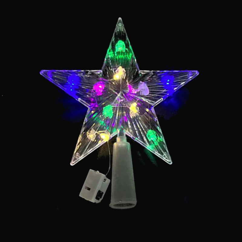 1Pcs LED Christmas Tree Ornaments Toppers Stars Light With Battery For Home Decorations Xmas Trees Lamp New Year 2026 Navidad