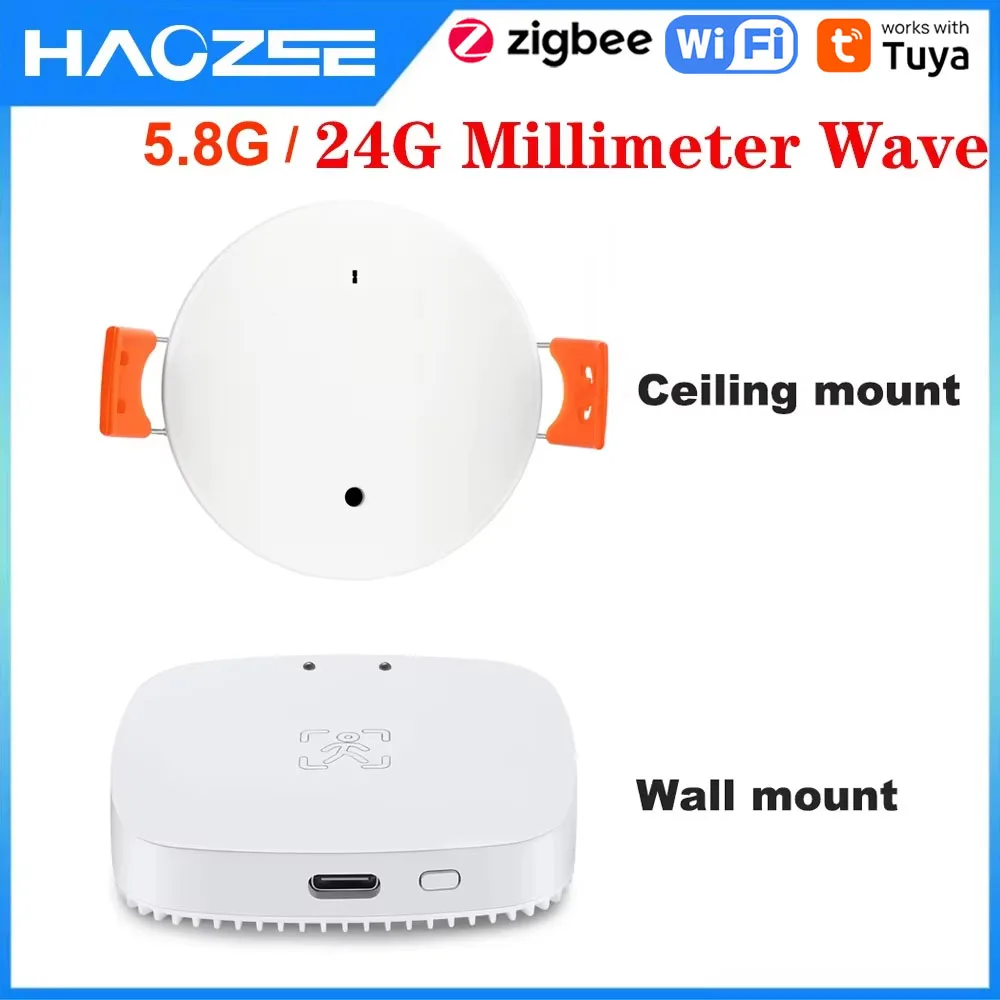 Haozee Tuya WiFi/Zigbee Menselijke aanwezigheidsdetector Smart Menselijk Lichaam PIR Sensor Radar Detector Magnetron Bewegingssensoren