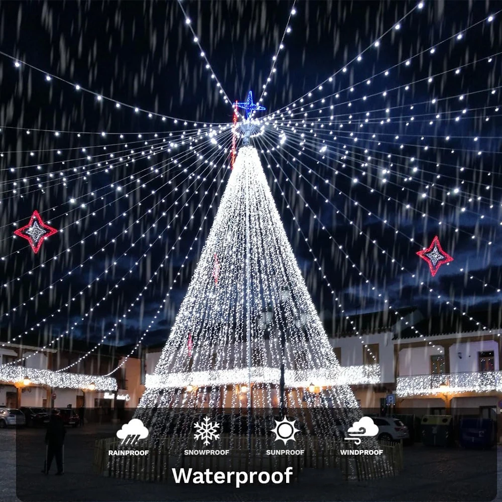 Luce solare a LED da 39 piedi 100 luci Luci da ghirlanda da fata impermeabili per esterni Decorazioni per feste di Natale Luci solari