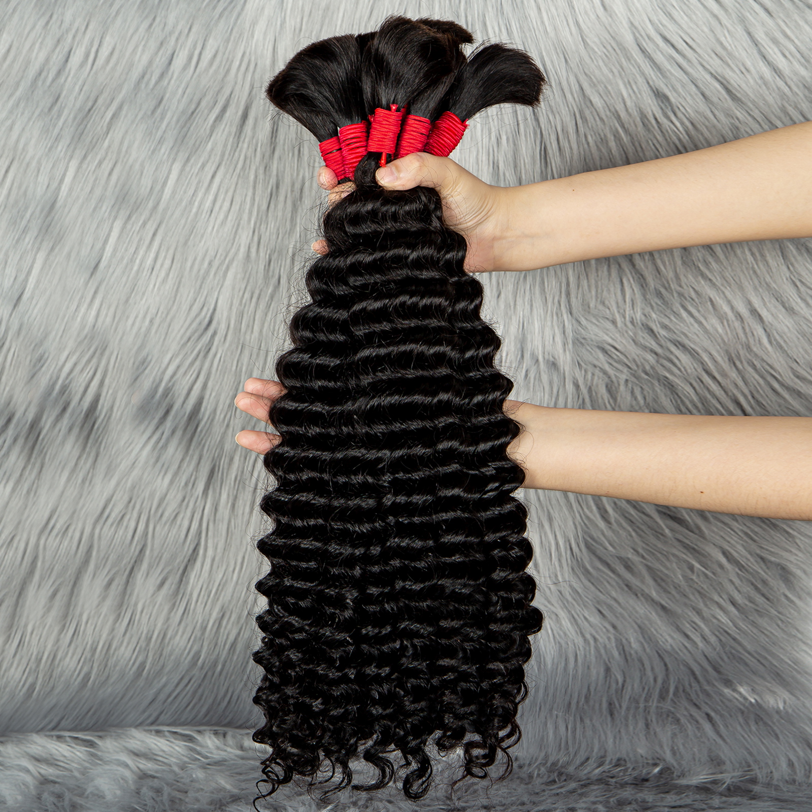 Flechtbündel aus reinem Haar, Echthaar, Masse für Extensions, tiefe Wellen, Lockenzöpfe, natürliche Haarwebverlängerung für Boho-Zöpfe