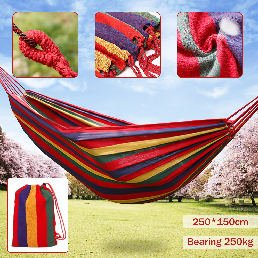 Portable Travel Anti-rollover Thickened Hanging Hammocks Outdoor Indoor Single Double Canvas Hammocks Courtyard Children's Swing
