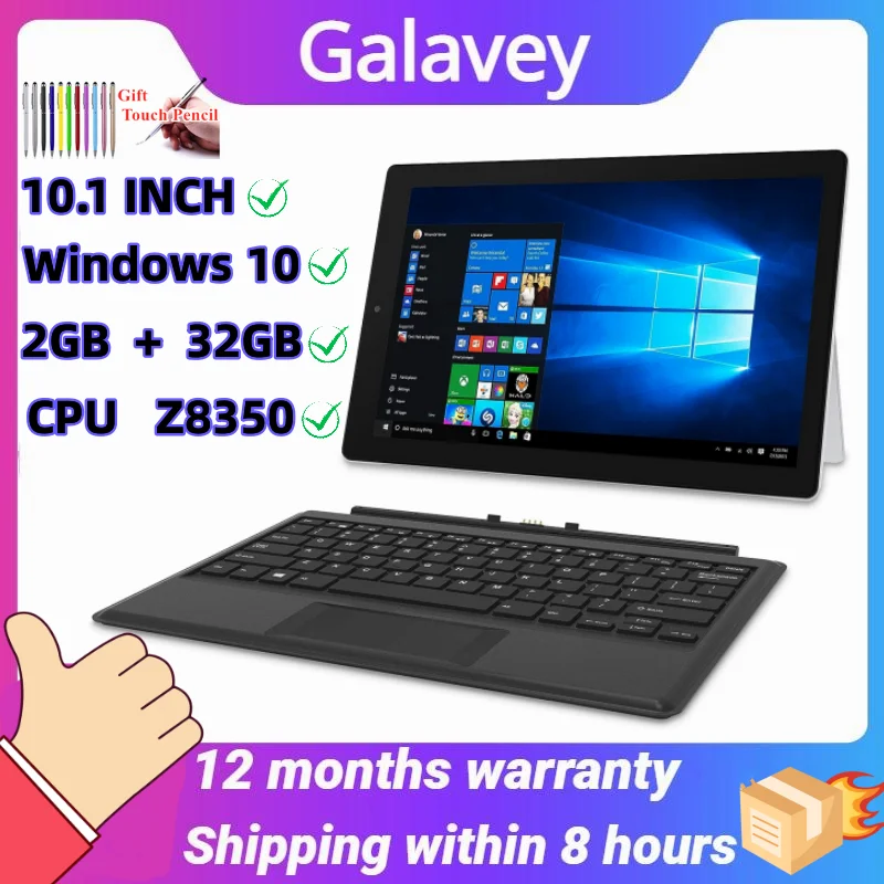 2025 Neue 10,1 ZOLL 2 GB DDR + 32 GB ROM W101SA Windows 10 Tablet Quad Core 1280 x 800 IPS-Bildschirm HDMI-kompatible Dual-Kamera