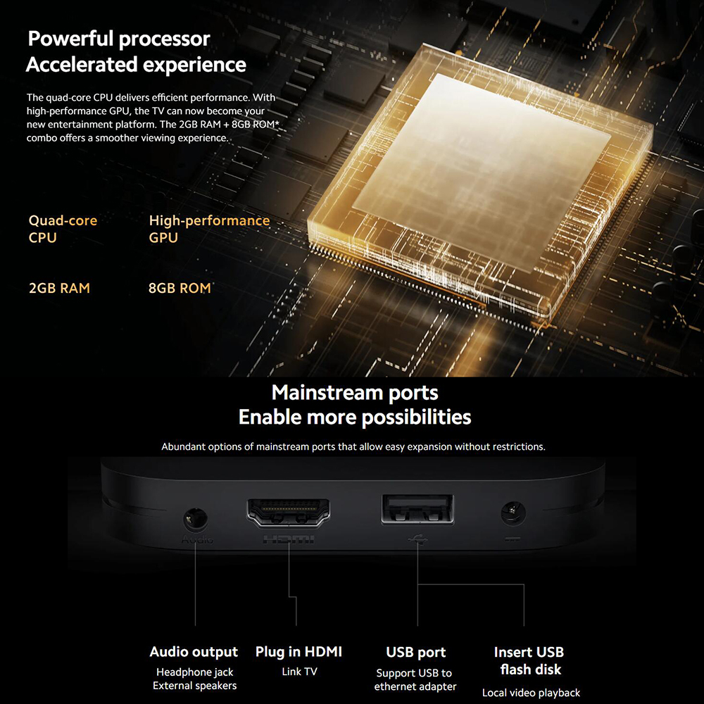 Xiaomi TV Box S 2nd Gen, Google TV smart tv Box, processore Quad-core 4K Ultra-HD Dolby Vision HDR10 + Google Assistant,BT 5.2