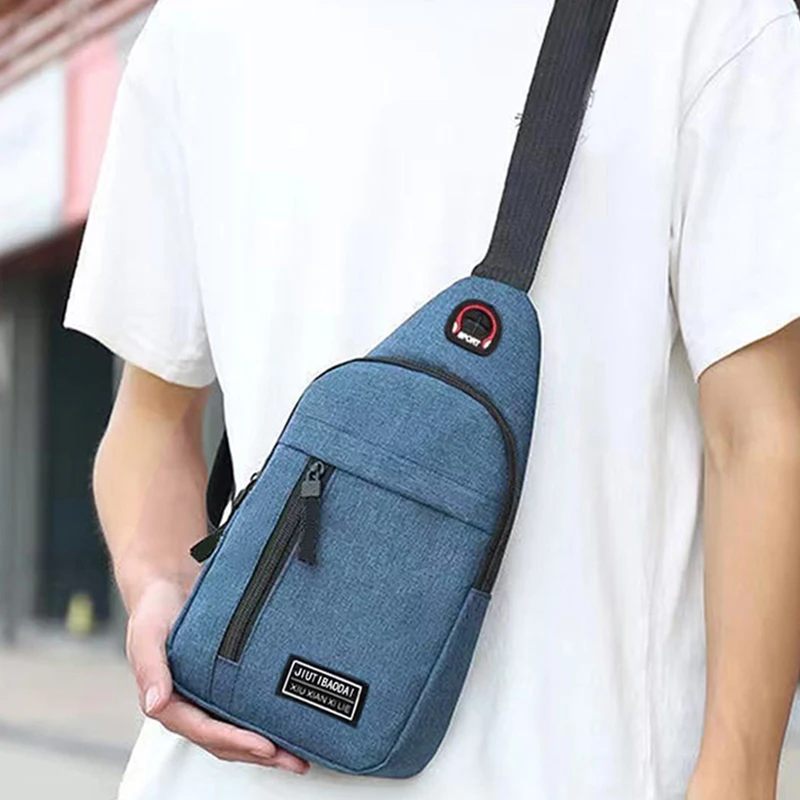 Nuova borsa da petto in tela di nylon da uomo - Borsa a tracolla singola stile casual e sportivo con cinghie sul petto