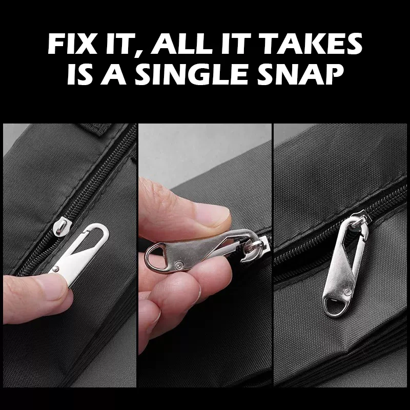 5Pcs Shiny Metallic Zipper Pull Repair Kit, Quick Install Spring Loaded Slider Replacement Tab for Bag Luggage Suitcase Universa