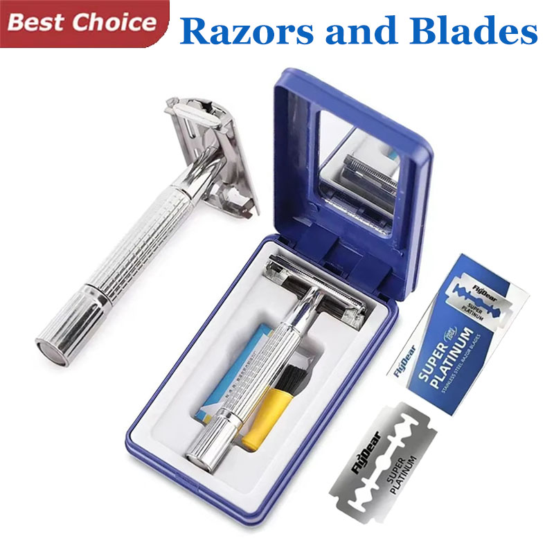 Men's Double Edge Beard Shaving Razor - Traditional Classic Safety Razor for Barber Styling Accessories Hair Grooming Kit