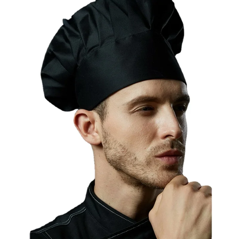 Black Chef Hat Cooking chef  Caps Adjustable Men Kitchen Elastic cap Catering Striped Hat Restaurant Cook Working accessories