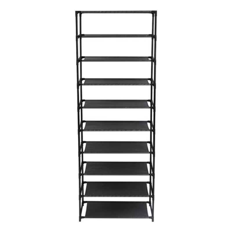 10 Tier Stackable Shoe Rack Storage Shelves - Stainless Steel Frame Holds 30 Pairs Of Shoes