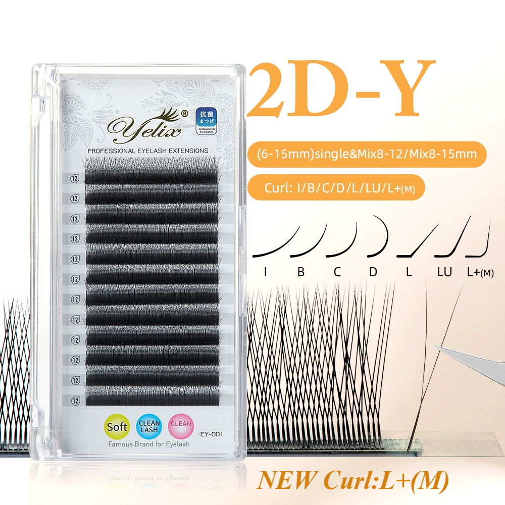 Yelix 2D Y наращивание ресниц готовый объем натуральные Y-образные ресницы русский макияж оптовая продажа один наконечник 2D ресницы