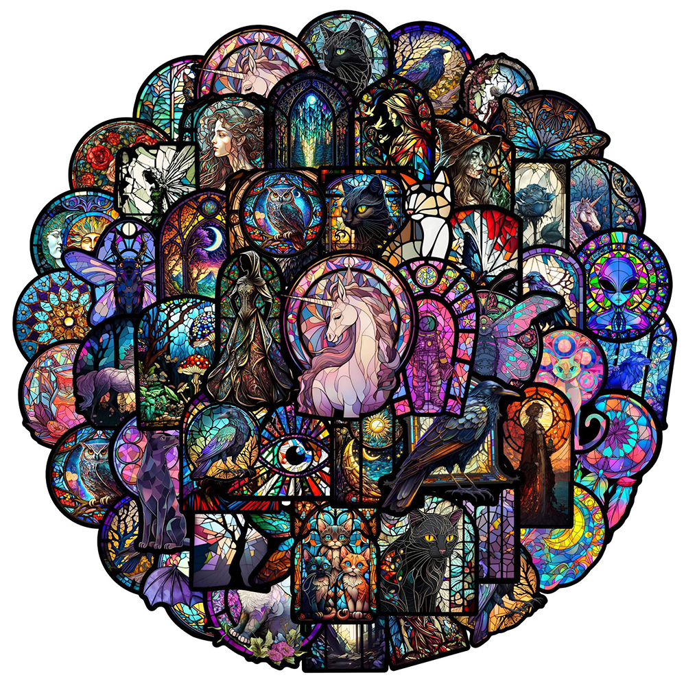 10/30/50 個ガラススタイルカラフルな漫画落書きステッカースケートボード冷蔵庫ギターラップトップオートバイ旅行クールデカールステッカー