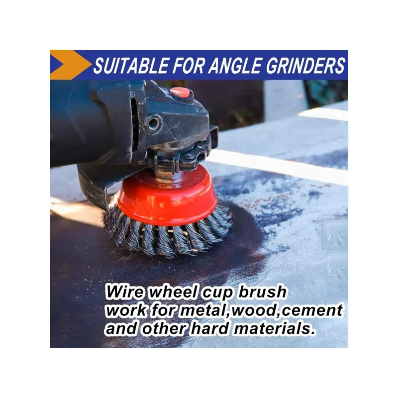 M14 twisted wire wheel for removing strong coatings, deburring, and descaling, 75mm, suitable for metal grinders