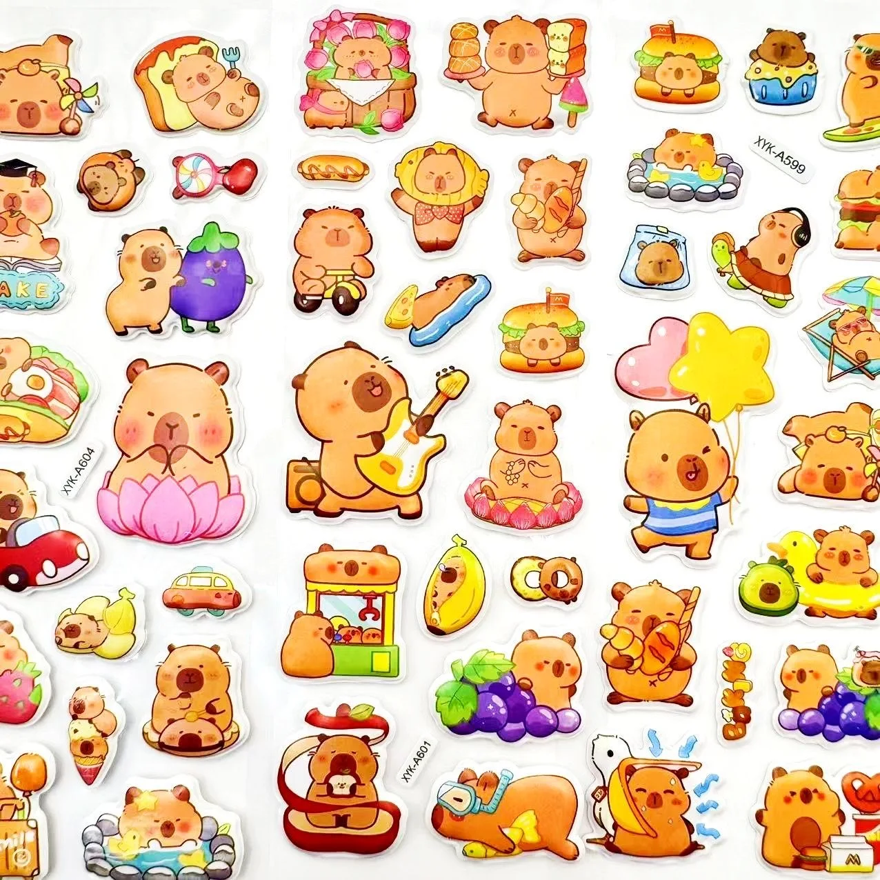 12 แผ่นน่ารัก Capybara สติกเกอร์ Kawaii 3D สามมิติสติกเกอร์อะนิเมะการ์ตูนไม่มีการทําซ้ําเด็ก DIY ของเล่นสติกเกอร์