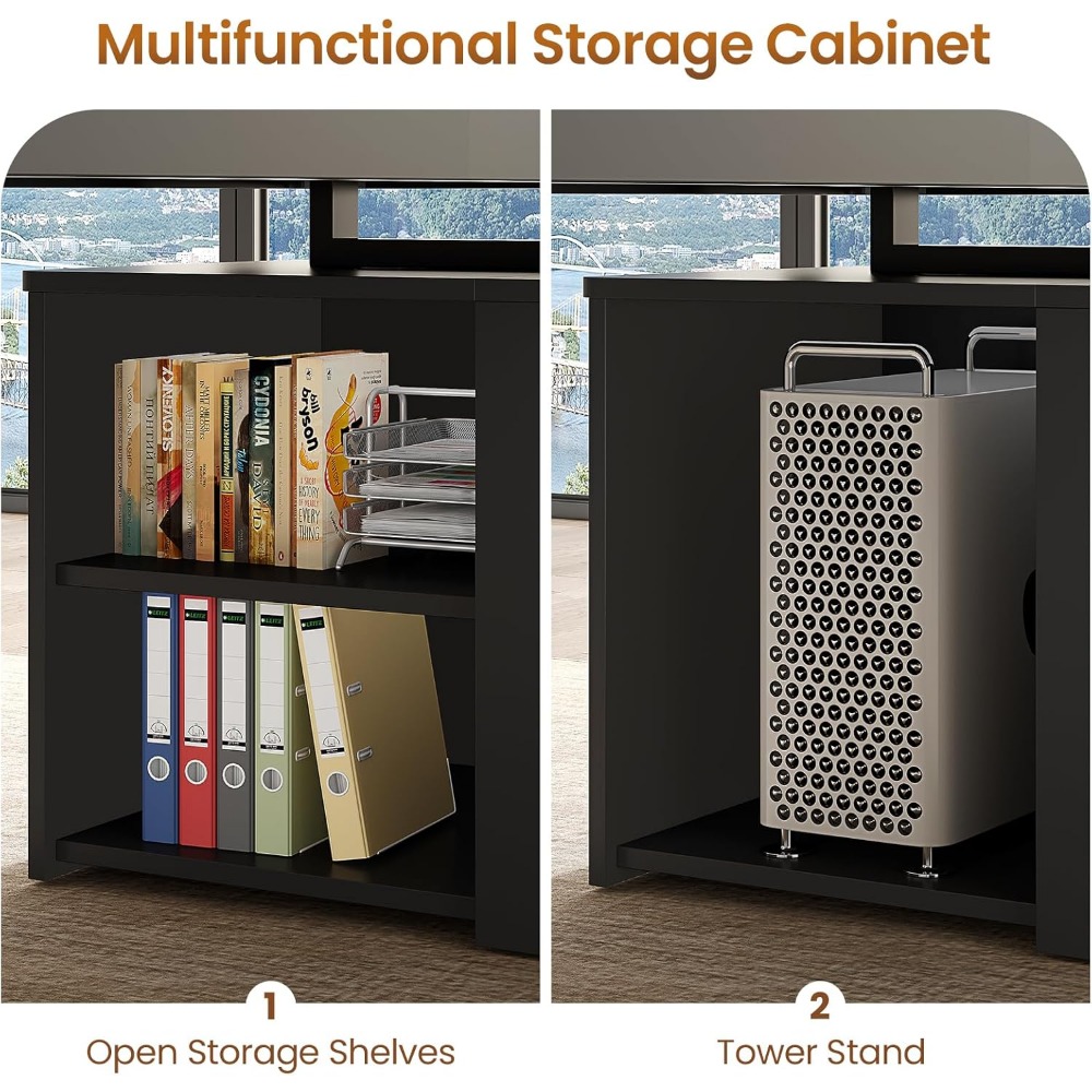 70.9" Executive Desk, Office Desk with Drawers and Lateral File Cabinet, Computer Desk with Removable Shelves and Power Outlet,