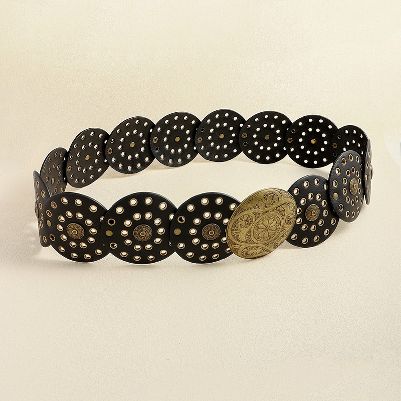 女性のウエスタンデニムベルト高品質金属中空レディーストレンドワイドウエストバンドヴィンテージパーソナライズされたラウンドベルト DT148