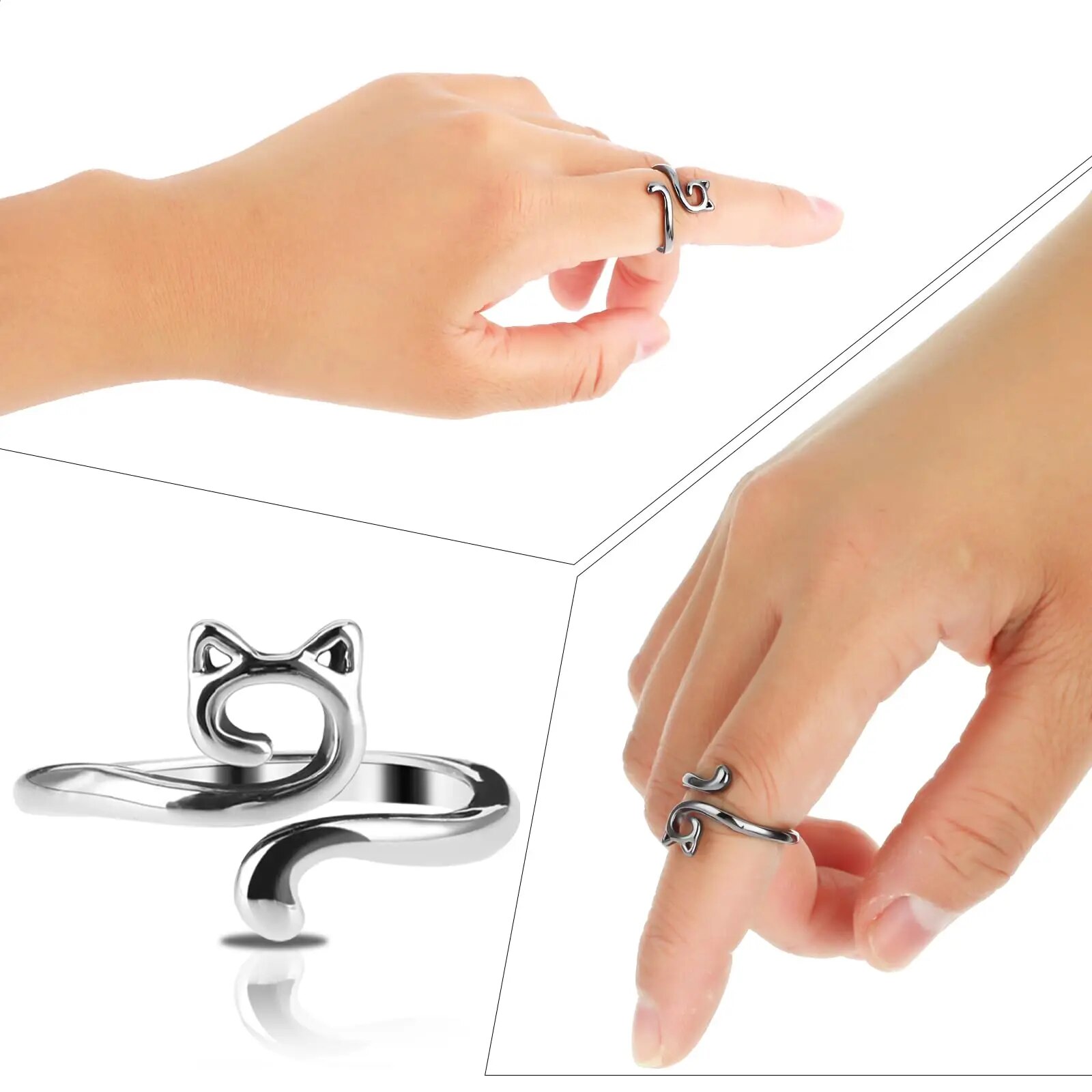 แหวนถักนิตติ้งปรับได้2ชิ้น, แหวนดึงไหมพรมคู่มือแบบเปิดสำหรับถักได้เร็วขึ้นถักของผู้หญิง