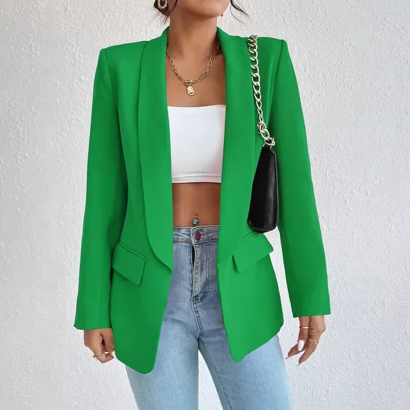 Frühling Frauen Jacke Solide Polyester Baumwolle Nicht Stretch Langarm Büro Dame Blazer Neue Mode In Outer Mäntel