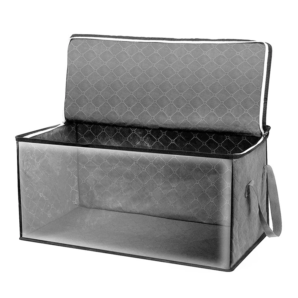 Bolsa de almacenamiento de ropa de gran capacidad, bolsa de almacenamiento de edredón plegable no tejida con tapas, organizador de ropa de armario con cremallera, caja de clasificación