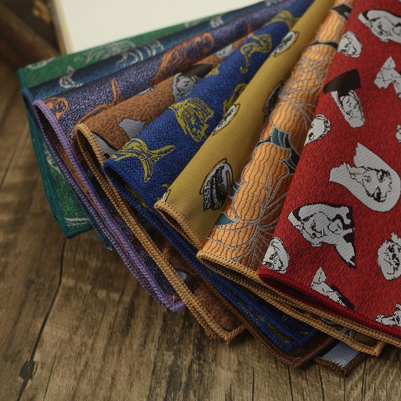 新しい 24 センチメートルポリエステル漫画ブラウンポケットチーフ男性のためのプロフィール画像花葉ハンカチタキシードスーツアクセサリーハンカチ