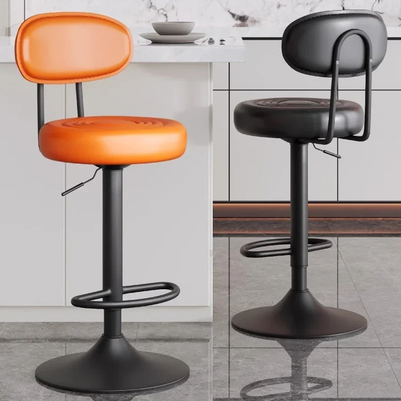 Swivel Adjustable Height Bar Stool Backrest Minimalist For Home Pub Reception Cashier Counter Modern High Seat Stool