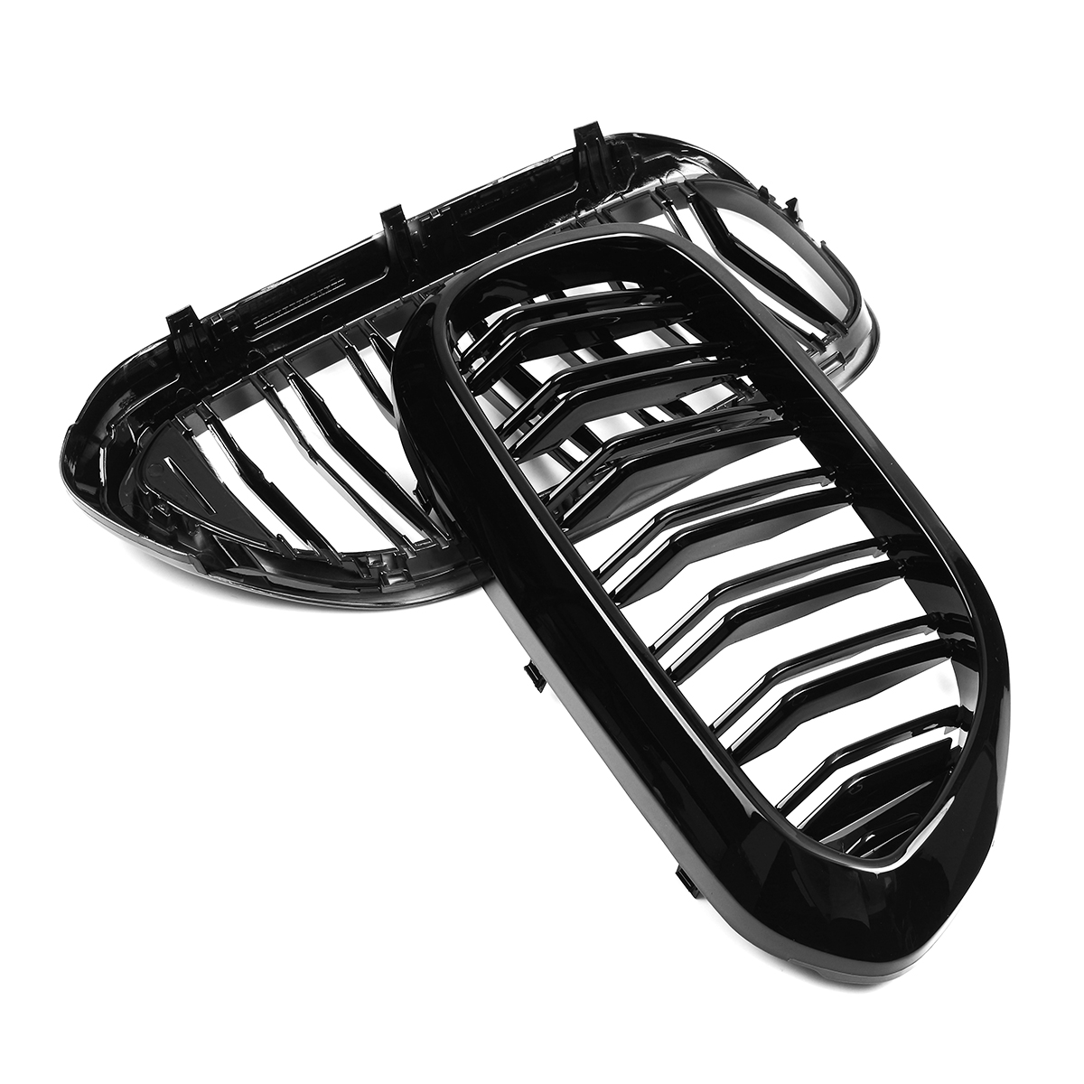 光沢のある黒の車のフロント腎臓グリルグリル BMW 5 シリーズ M5 G30 G31 G38 520i 530i 540i 2017-2020 2 スラットフロントバンパーグリル